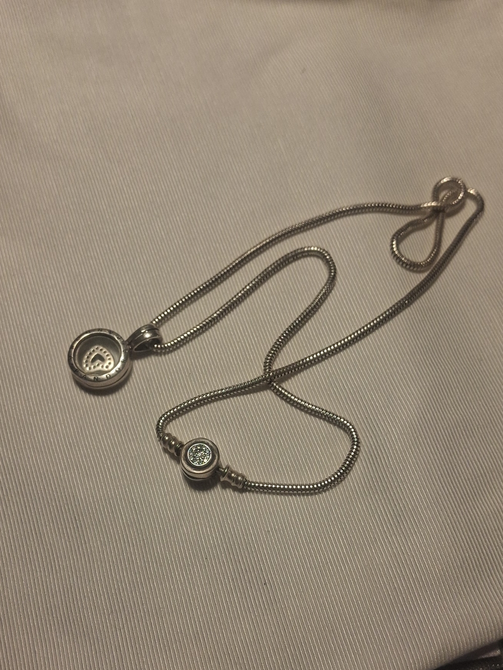 Pandora Sterling Silver Round Solitaire Pendant Necklace - Silver